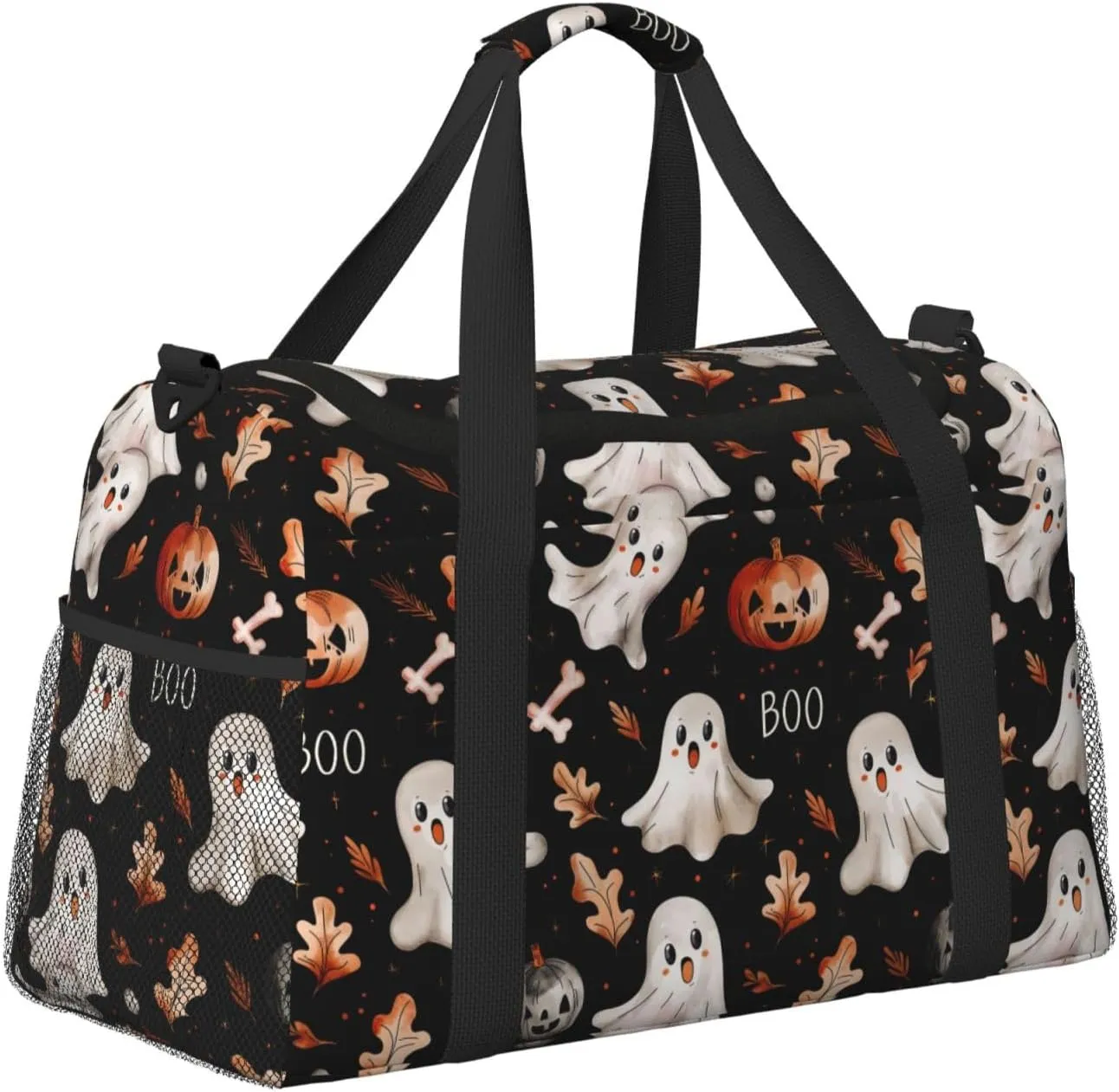 Fall Pumpkin Maple Leaf Travel Weekender Overnight Bags Foldable Hand Travel Bag Sport Gym Duffel Bag For Men Women