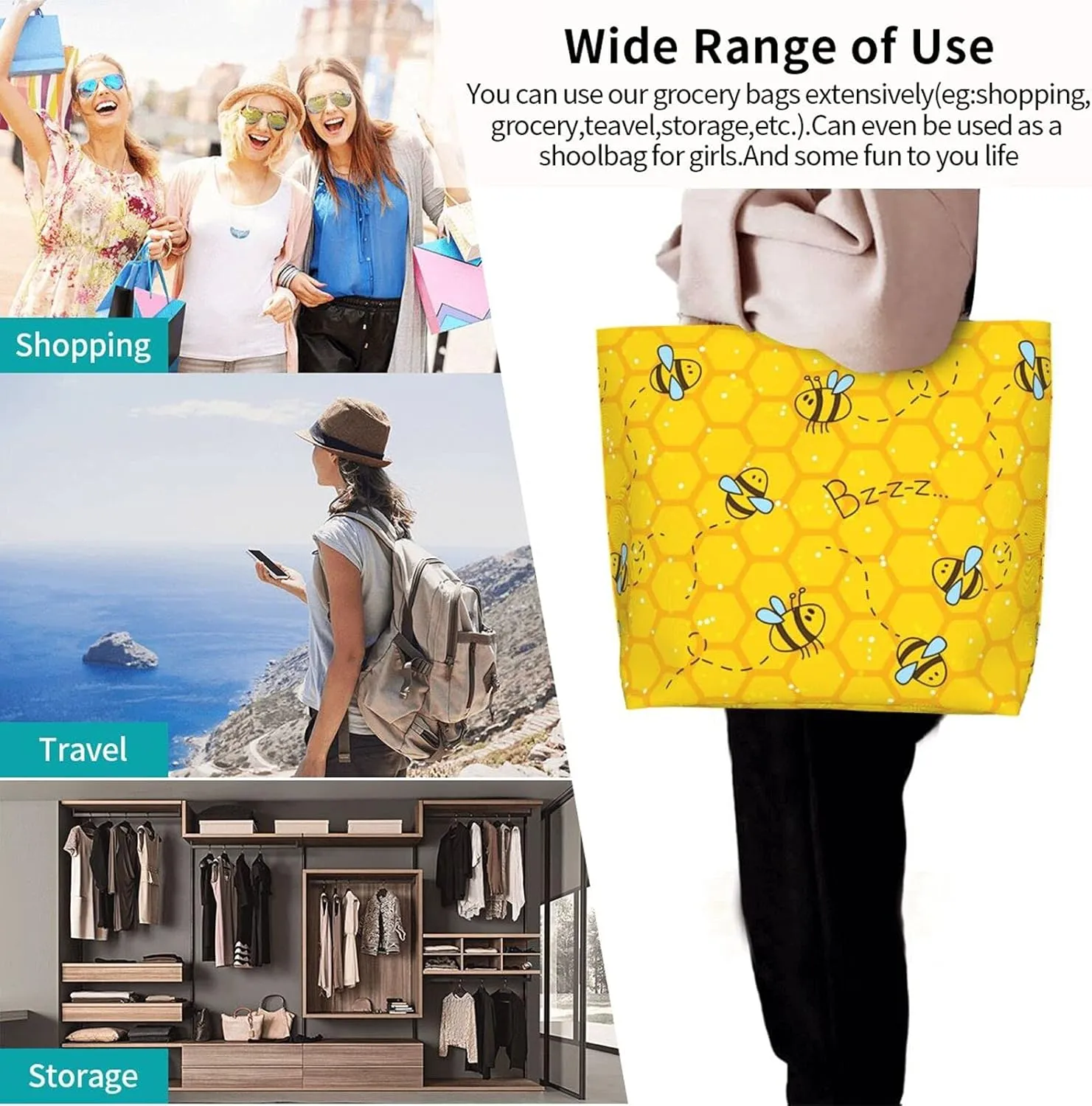 Famame Canvas Tote Bag Large Women Casual Shoulder Bag Handbag Reusable Multipurpose Shopping Grocery Bag For Outdoors…