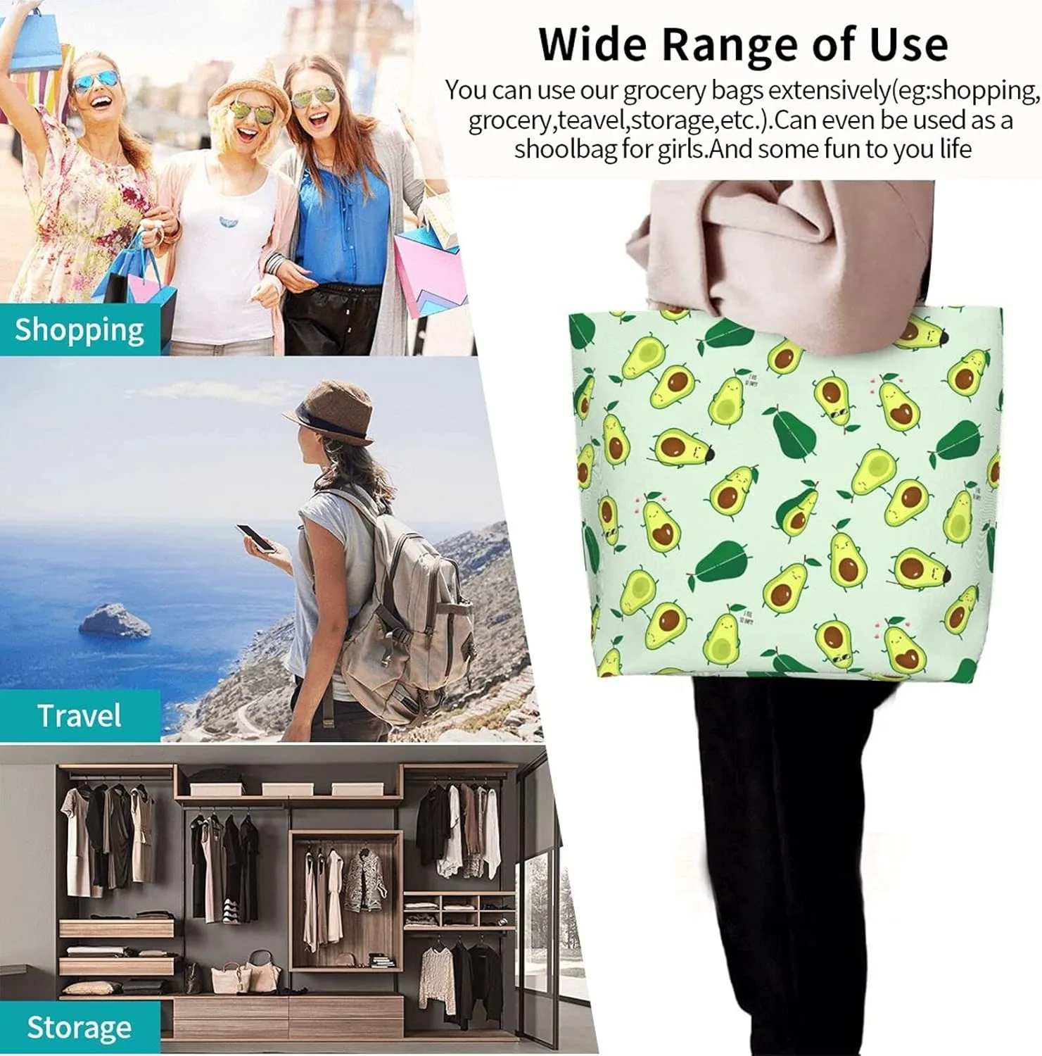 Famame Canvas Tote Bag Large Women Casual Shoulder Bag Handbag Reusable Multipurpose Shopping Grocery Bag For Outdoors…