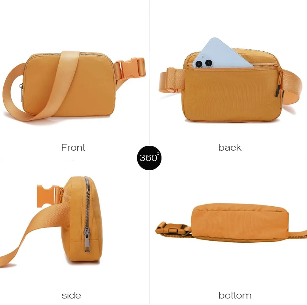 Fanny Belt Bag Waist Pack Crossbody Bags Bum Bag for Running Hiking Travel Workout Adjustable Strap for Women -black, Muddy yellow