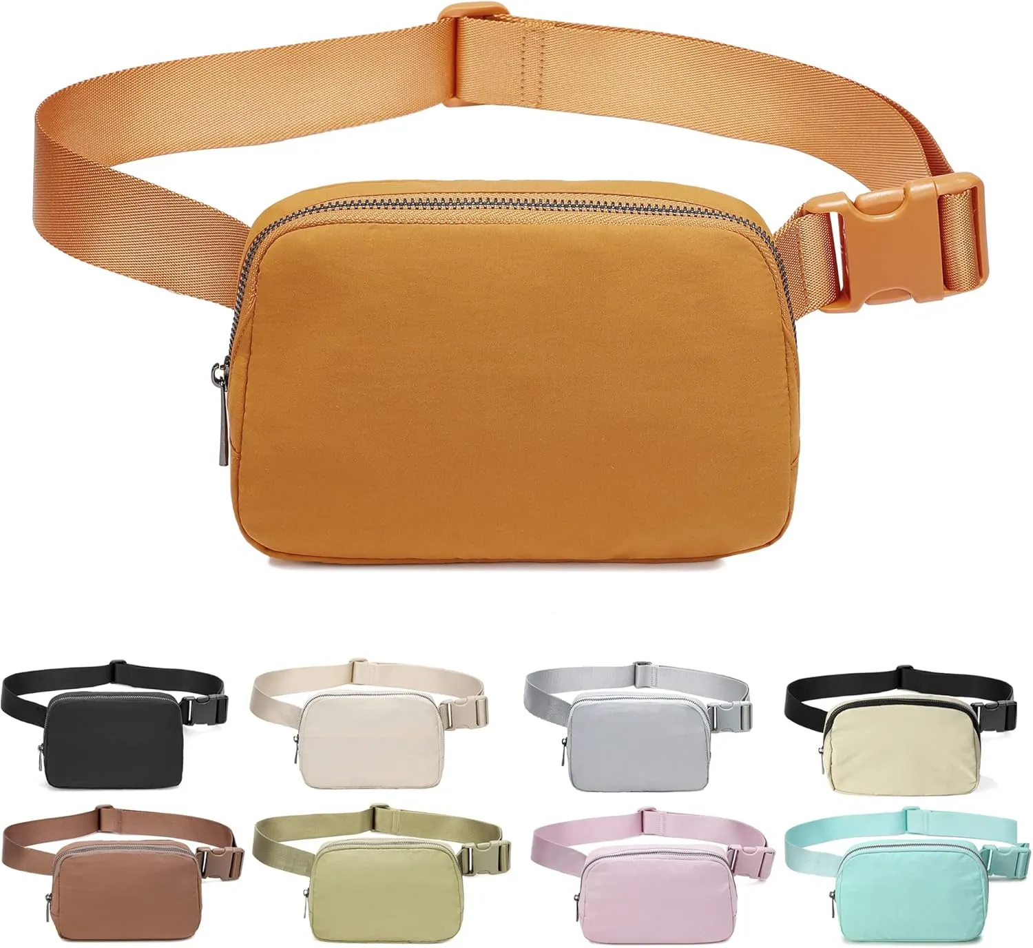 Fanny Belt Bag Waist Pack Crossbody Bags Bum Bag for Running Hiking Travel Workout Adjustable Strap for Women -black, Muddy yellow
