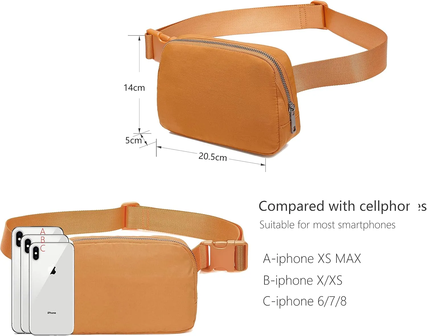Fanny Belt Bag Waist Pack Crossbody Bags Bum Bag for Running Hiking Travel Workout Adjustable Strap for Women -black, Muddy yellow