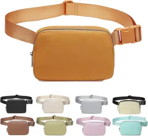 Fanny Belt Bag Waist Pack Crossbody Bags Bum Bag for Running Hiking Travel Workout Adjustable Strap for Women -black, Muddy yellow