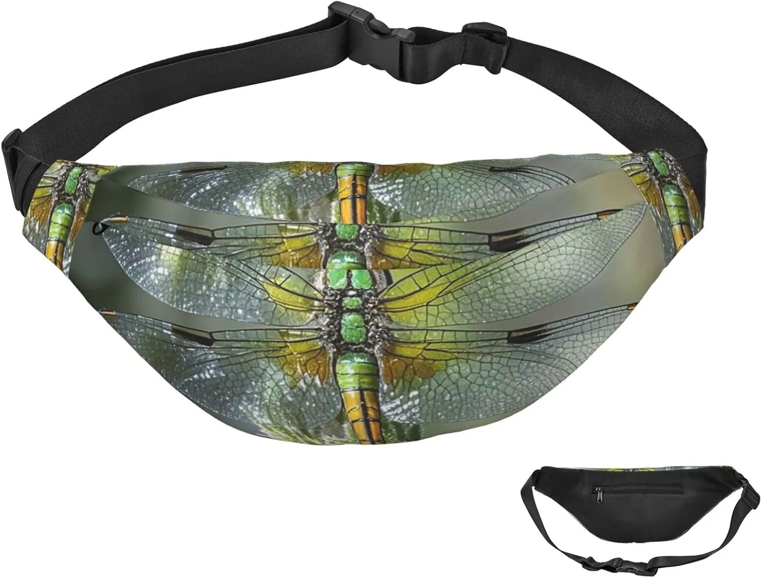 Fanny Pack Belt Bag for Women Men Waterproof Waist Pack Merry Christmas Snowman Waist Bag with Adjustable Strap, Jewel Dragonfly, One Size