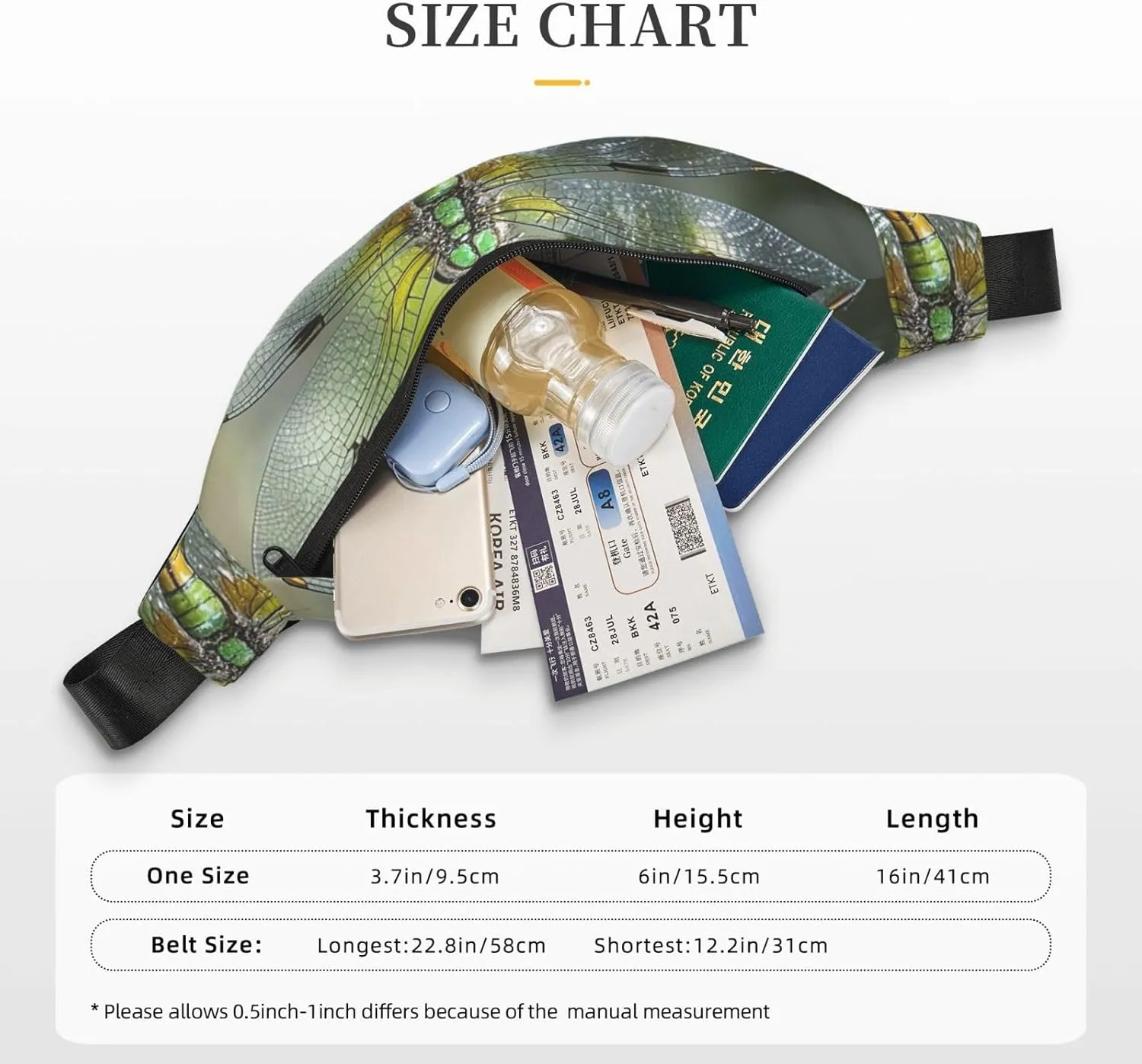 Fanny Pack Belt Bag for Women Men Waterproof Waist Pack Merry Christmas Snowman Waist Bag with Adjustable Strap, Jewel Dragonfly, One Size