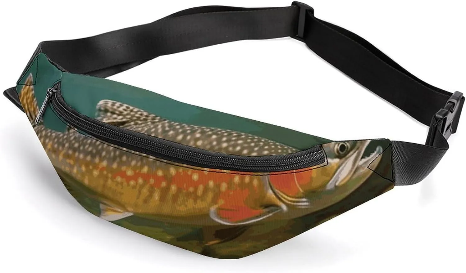 Fanny Pack for Men Women Brook Trout Fly Fishing Waist Pack Small Belt Bag with Adjustable Strap Waterproof Sling Bag Fashion Crossbody Bag Bum Bag for Travel Hiking Running