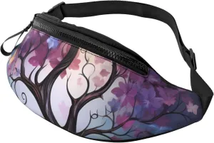 Fanny Pack for Men Women Crossbody Waist Bag Colorful Flower Butterfly Tree Belt Bag with Adjustable Strap Hip Bum Bag