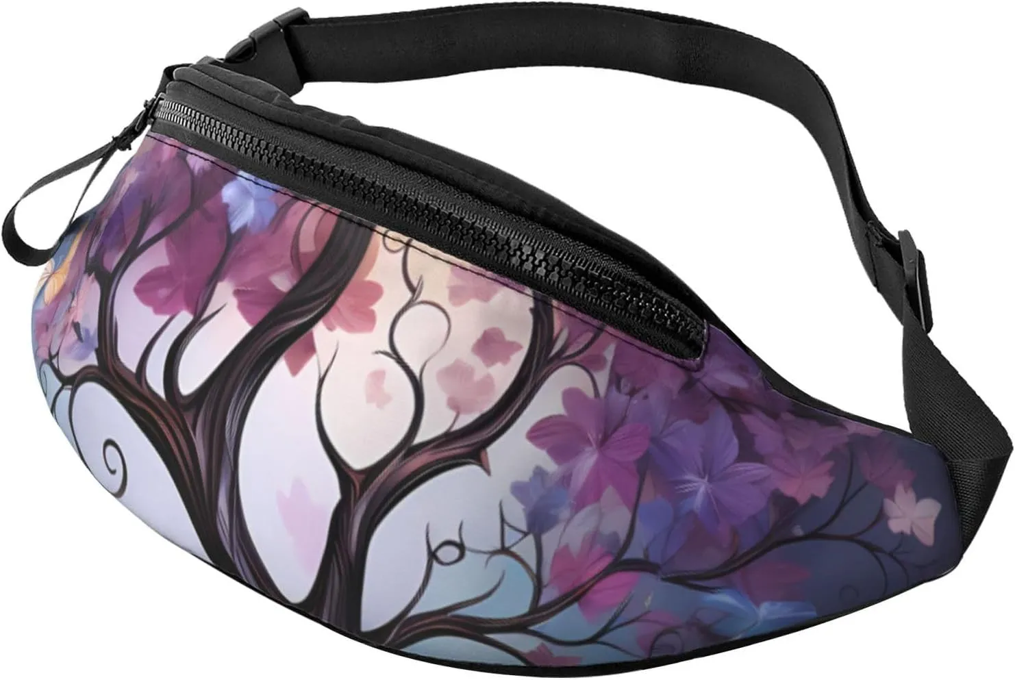 Fanny Pack for Men Women Crossbody Waist Bag Colorful Flower Butterfly Tree Belt Bag with Adjustable Strap Hip Bum Bag