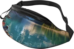 Fanny Pack for Men Women Crossbody Waist Bag Moraine Lake Canoes Belt Bag with Adjustable Strap Hip Bum Bag