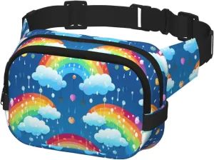 Fanny Pack for Men Women Crossbody Waist Bag Rainbow Clouds Raindrop Belt Bag with Adjustable Strap Hip Bum Bag