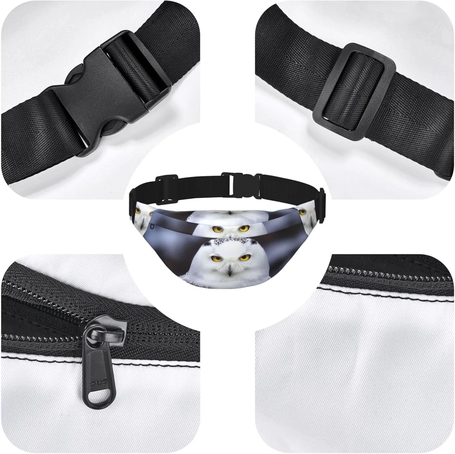 Fanny Pack for Men Women Waist Bag Adjustable Waist Pack Crossbody Belt Bag Arctic Owl Bum Bag