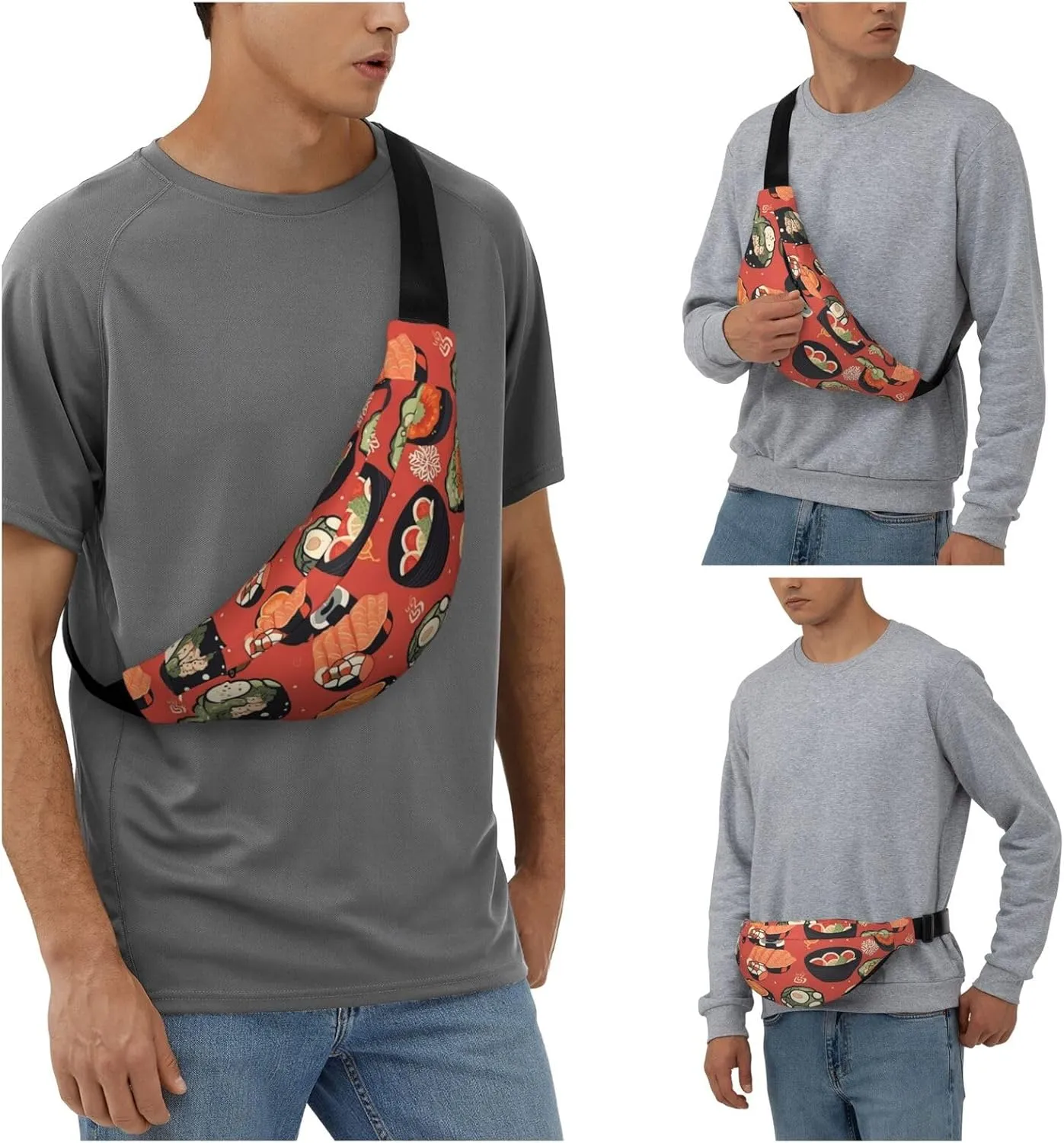 Fanny Pack for Men Women Waist Bag Adjustable Waist Pack Crossbody Belt Bag Japanese food pattern Bum Bag