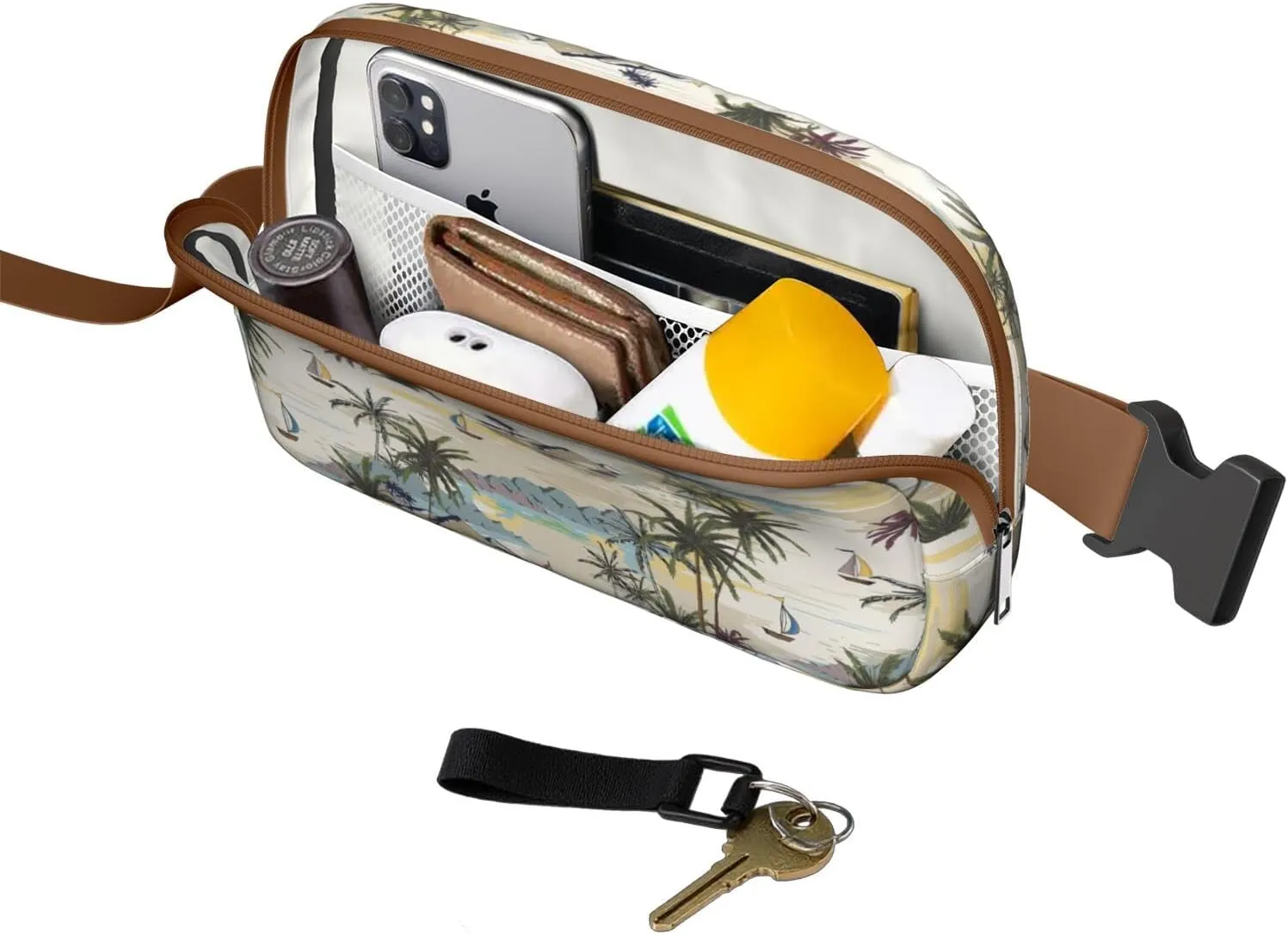 Fanny Pack for Women,Mini Waterproof Hawaiian theme Belt Bag,Fashionable Crossbody,Cute Everywhere Belt Bags Fanny Pack for Hiking,Travel.