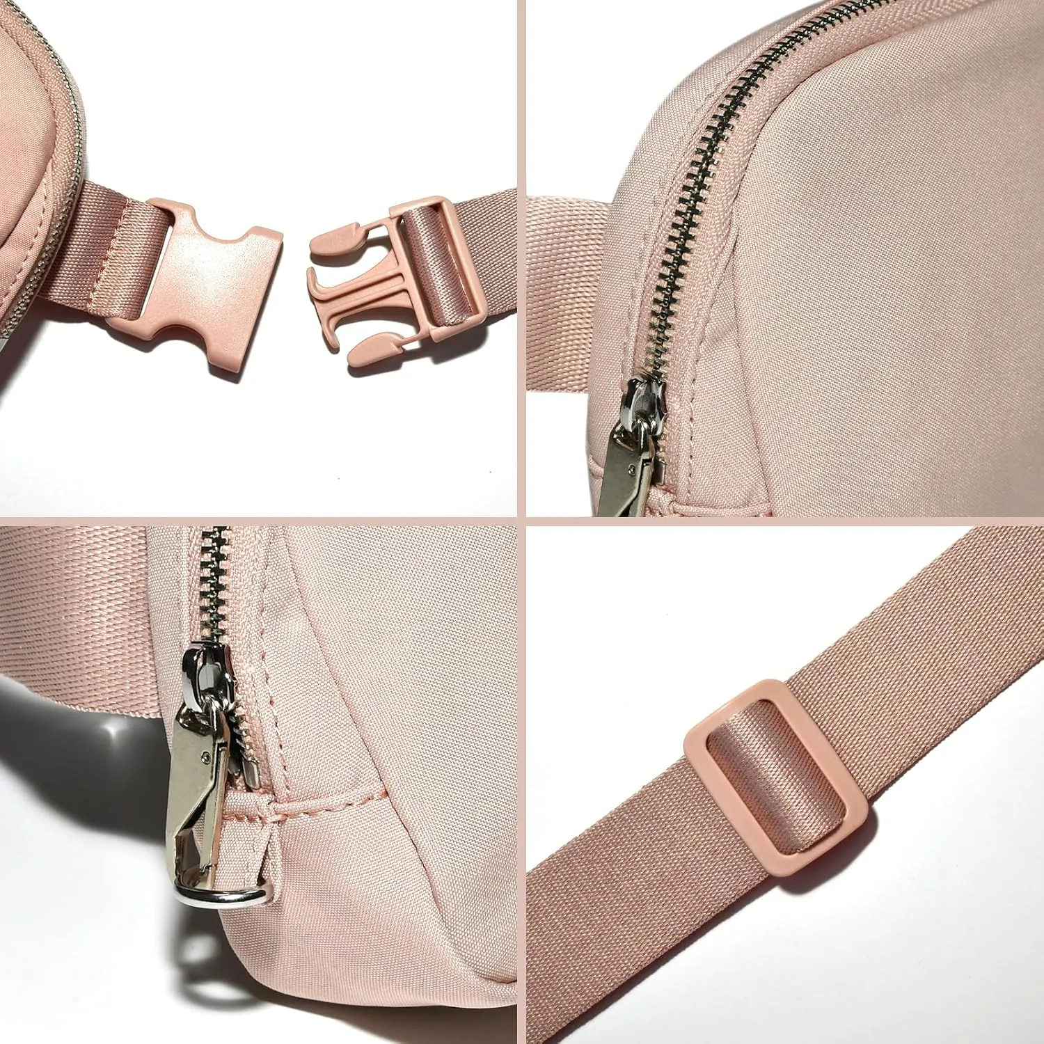 Fanny Pack with Anti Theft for Women Men, Unisex Small Crossbody Belt Bag for Traveling Hiking Running Workout, Everywhere Waist Bag Pack with Adjustable Strap-Pink