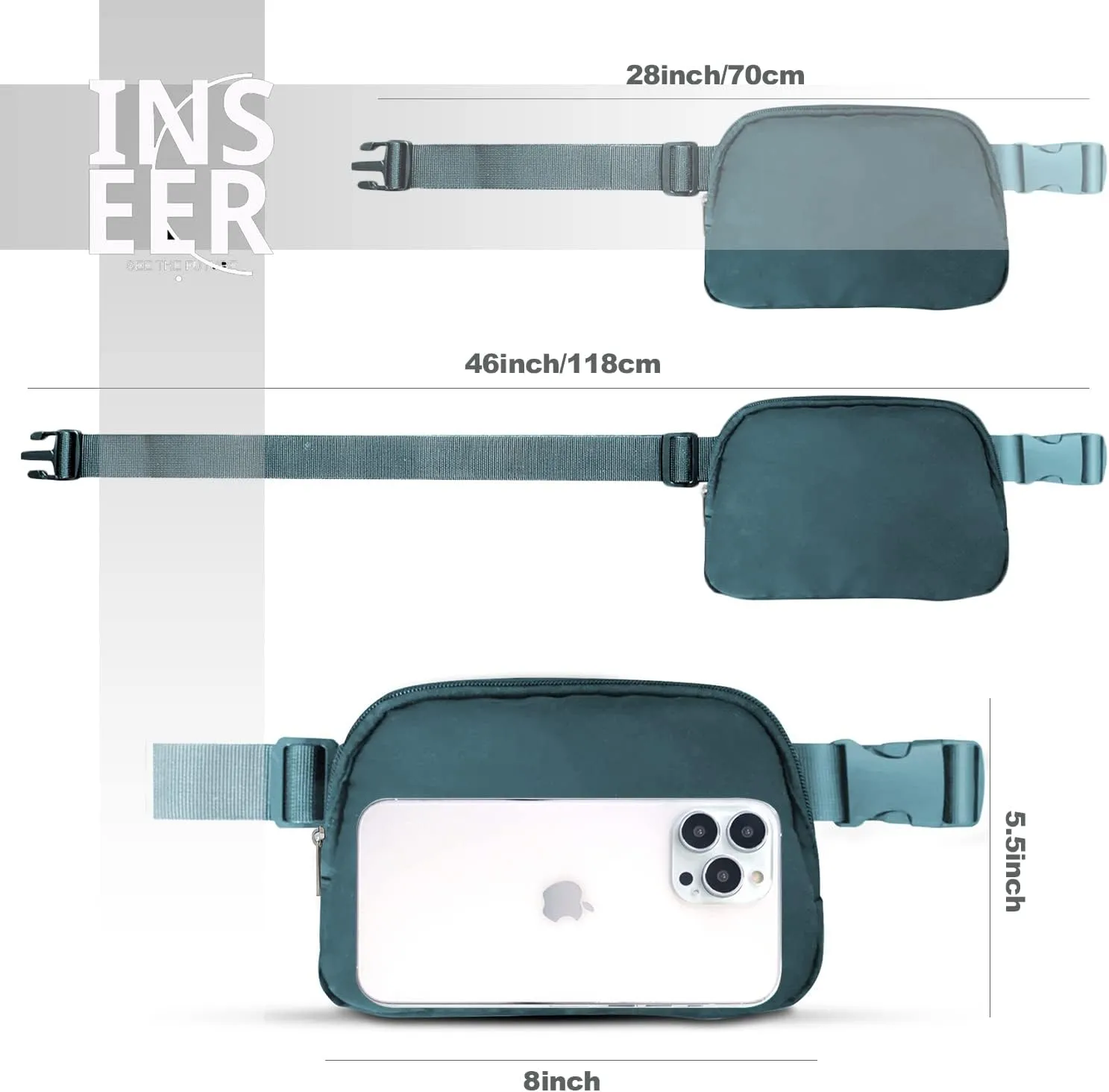 Fanny Packs for Women Men, Belt Bag Crossbody Waist Pouch for Travel Bum Purse with Extender Strap - Mini Small Size Trendy Fashionable Waterproof for Traveling/School/Workout/Cell Phone (Light Blue)