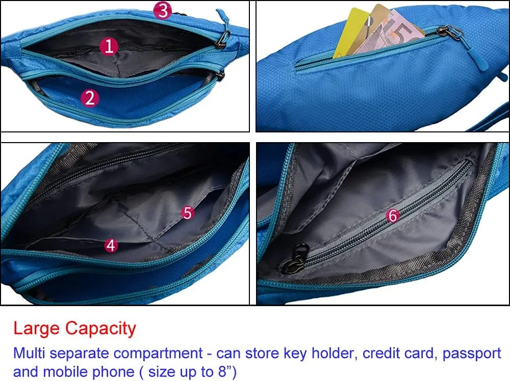 Fanny Packs for Women Men Waterproof Waist Bag Pack Hip Bag with Adjustable Belt for Running, Hiking and Travel (BLUE)