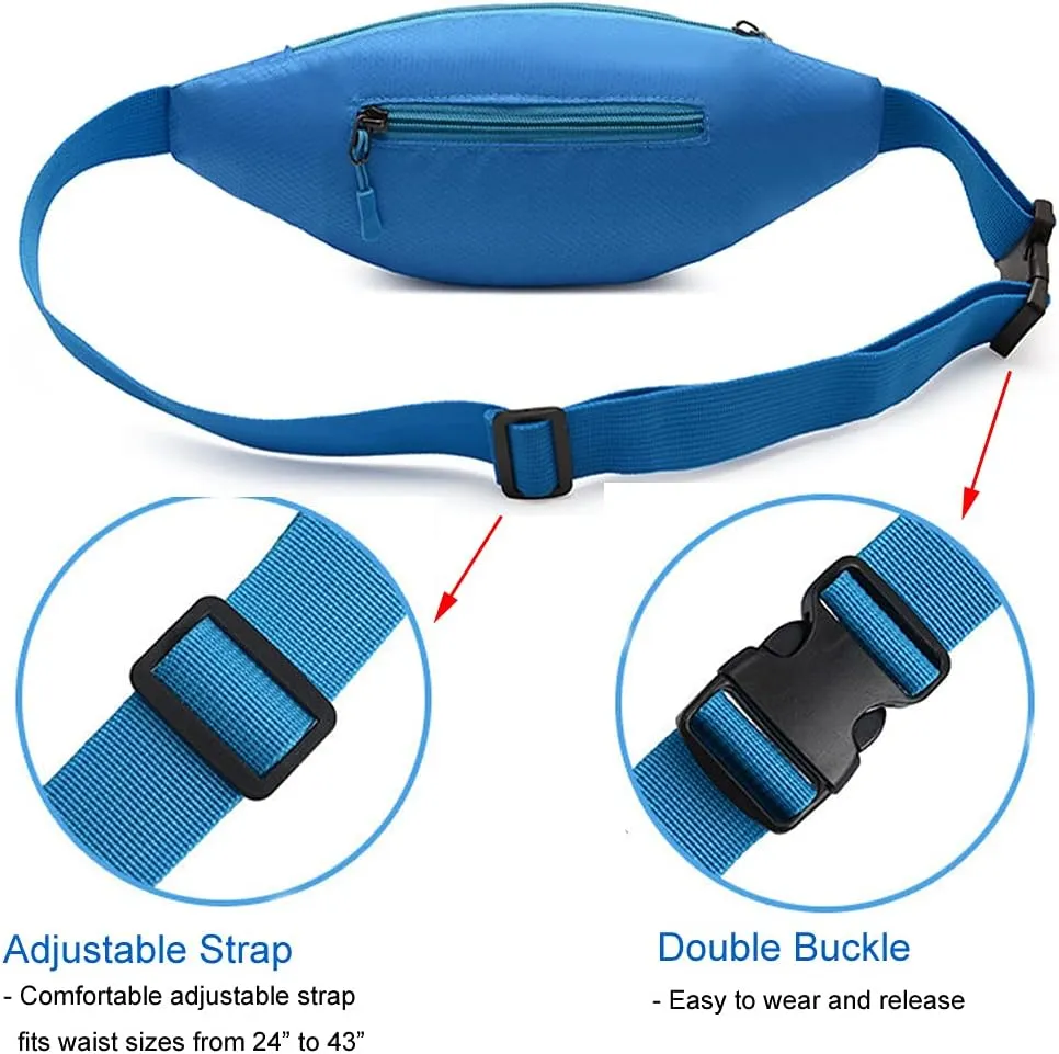 Fanny Packs for Women Men Waterproof Waist Bag Pack Hip Bag with Adjustable Belt for Running, Hiking and Travel (BLUE)