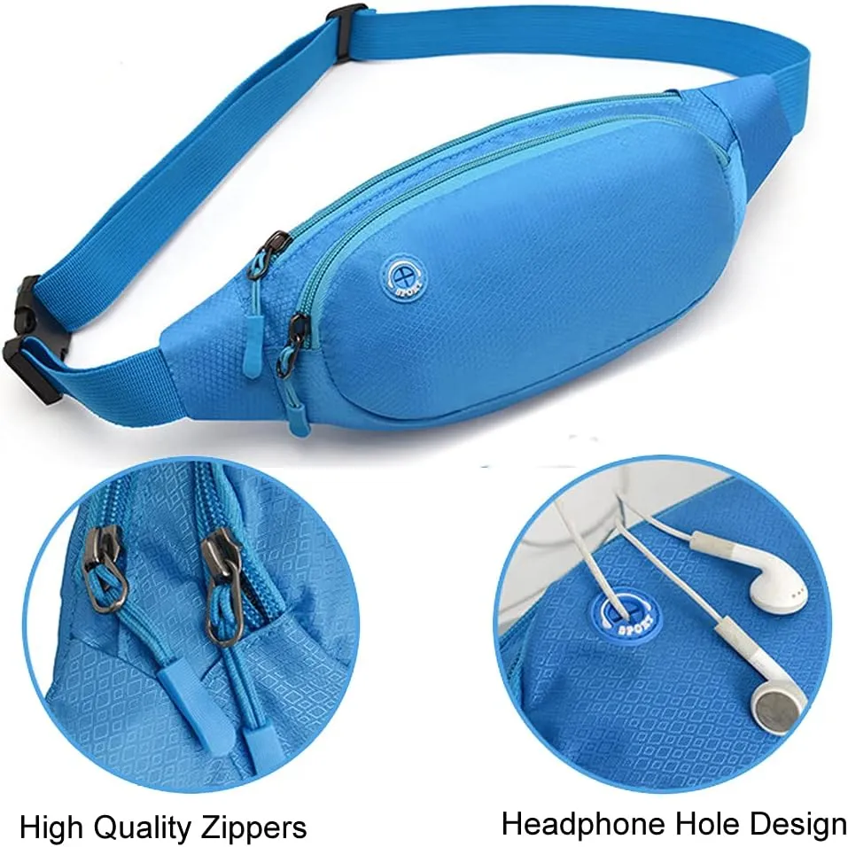 Fanny Packs for Women Men Waterproof Waist Bag Pack Hip Bag with Adjustable Belt for Running, Hiking and Travel (BLUE)