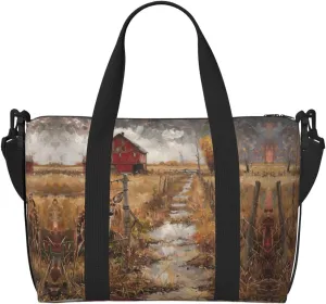 Farm With Deer Printingtravel Gym Bag For Tote Bag Carry On Luggage Sport Duffle