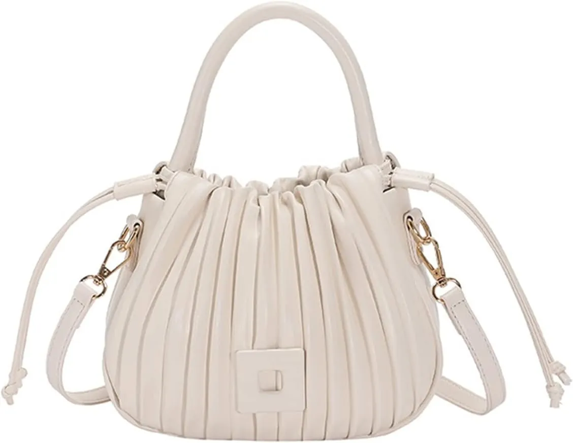 Fashion Handbags Women Shoulder Crossbody Bags For Women Tote PU Leather Bucket Bag(White)