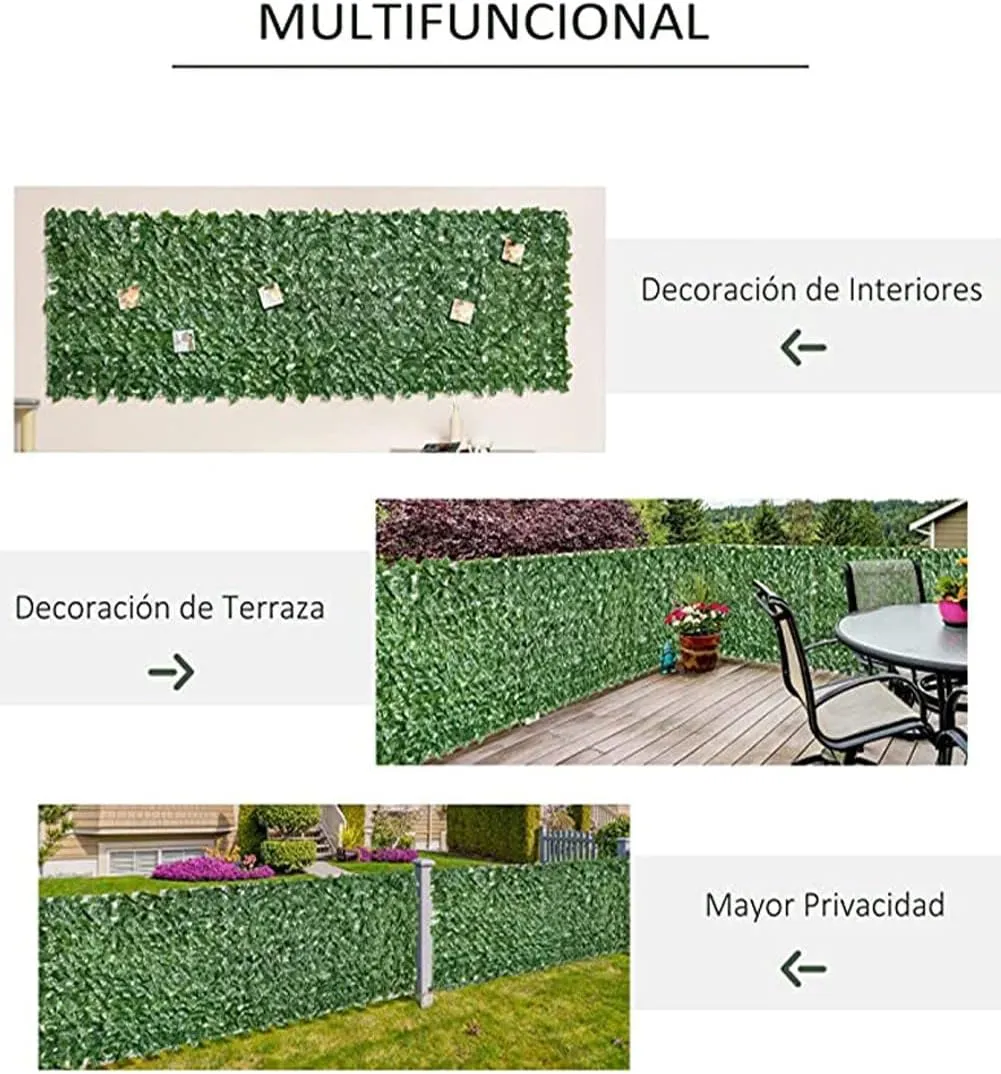 Faux Ivy Privacy Screen Artificial Hedge,Fence Panels Artificial Plants Outdoor Fence Panels(Size:2x10m/6.56x32.81ft)