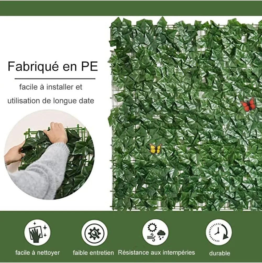 Faux Ivy Privacy Screen Artificial Hedge,Fence Panels Artificial Plants Outdoor Fence Panels(Size:2x10m/6.56x32.81ft)