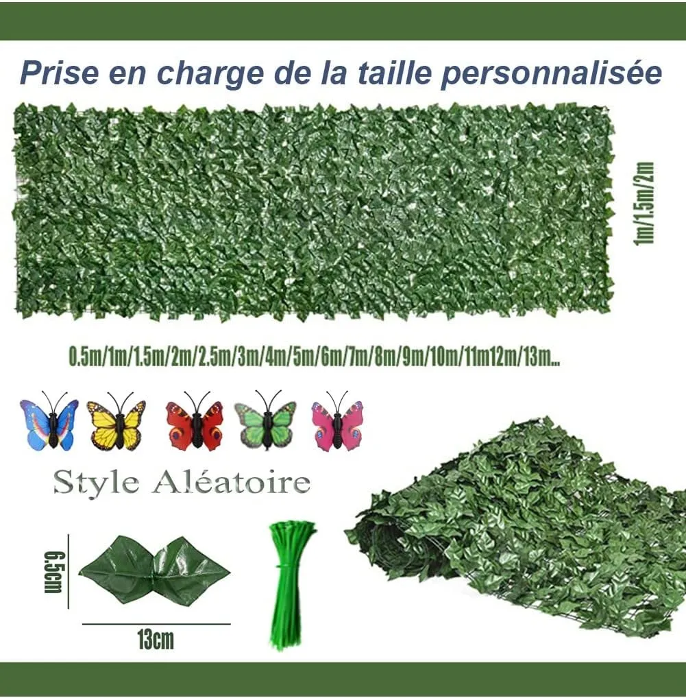 Faux Ivy Privacy Screen Artificial Hedge,Fence Panels Artificial Plants Outdoor Fence Panels(Size:2x10m/6.56x32.81ft)