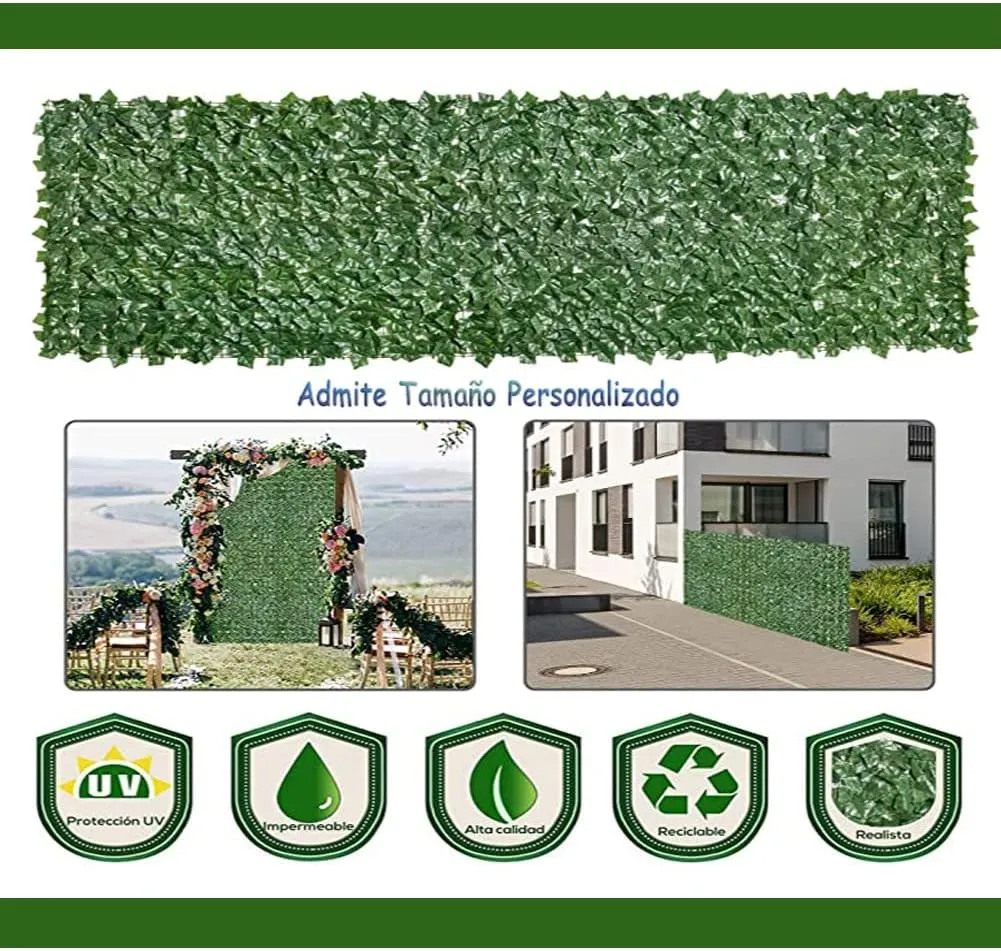 Faux Ivy Privacy Screen Artificial Hedge,Fence Panels Artificial Plants Outdoor Fence Panels(Size:2x10m/6.56x32.81ft)