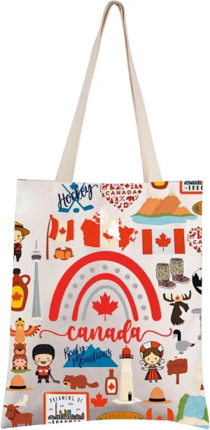 FEELMEM Canada Trip Tote Bag Canada Travel Reusable Shopping Bag Gift Canada Merchandise Canada Pride Gift