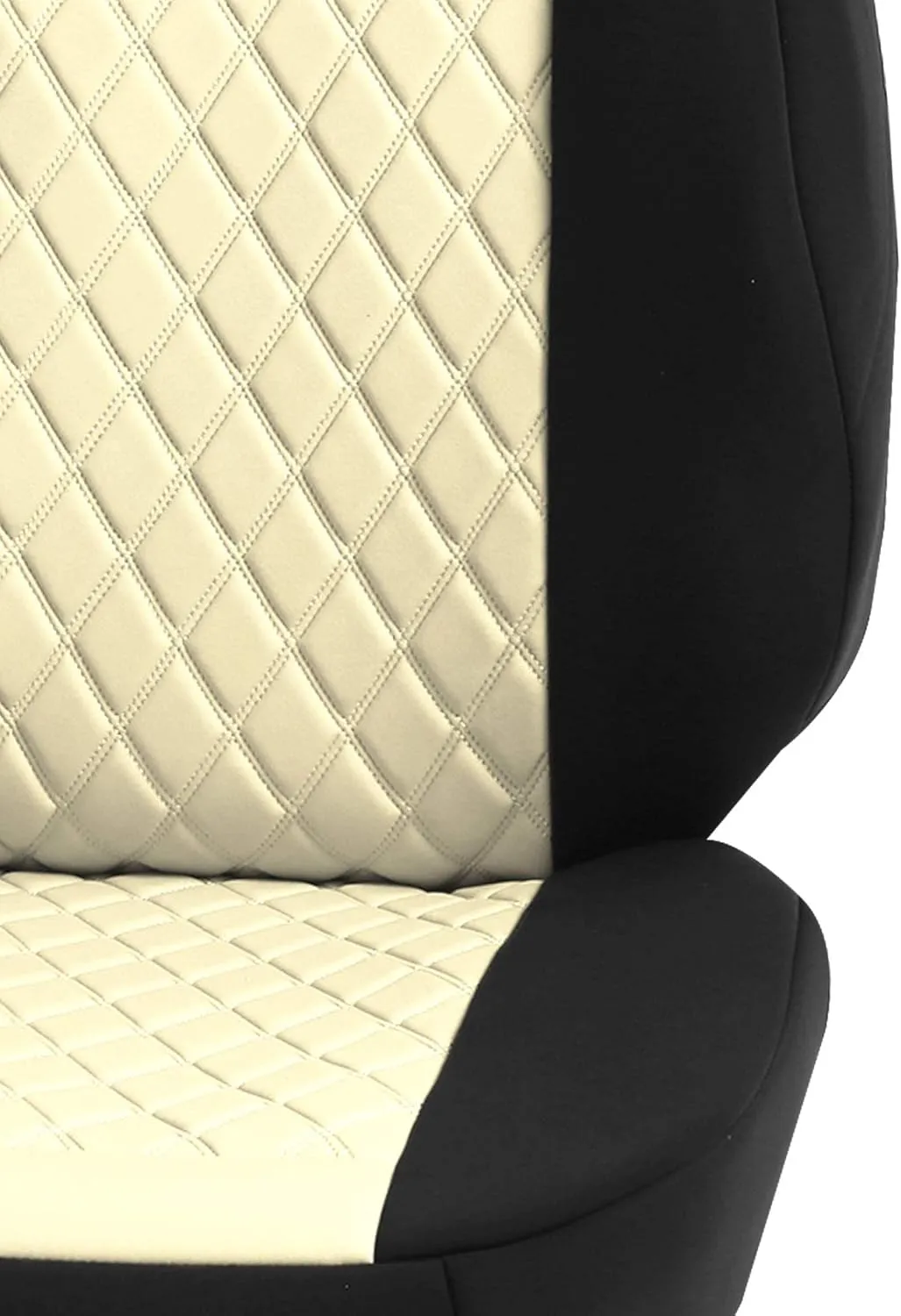FH Group Car Seat Covers Neoprene - Seat Cover for Low Back Seats with Removable Headrest, Universal Fit, Airbag Compatible, Seat Cover for SUV and Van, Front Set Beige