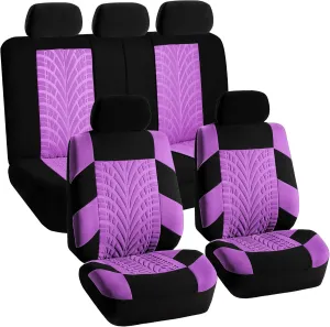 FH Group Full Set Premium Cloth Car Seat Covers - Universal Fit, Low Back Front Seat Covers, Airbag Compatible, Split Bench Rear Seat, Washable Seat Cover for SUV, Sedan, Purple