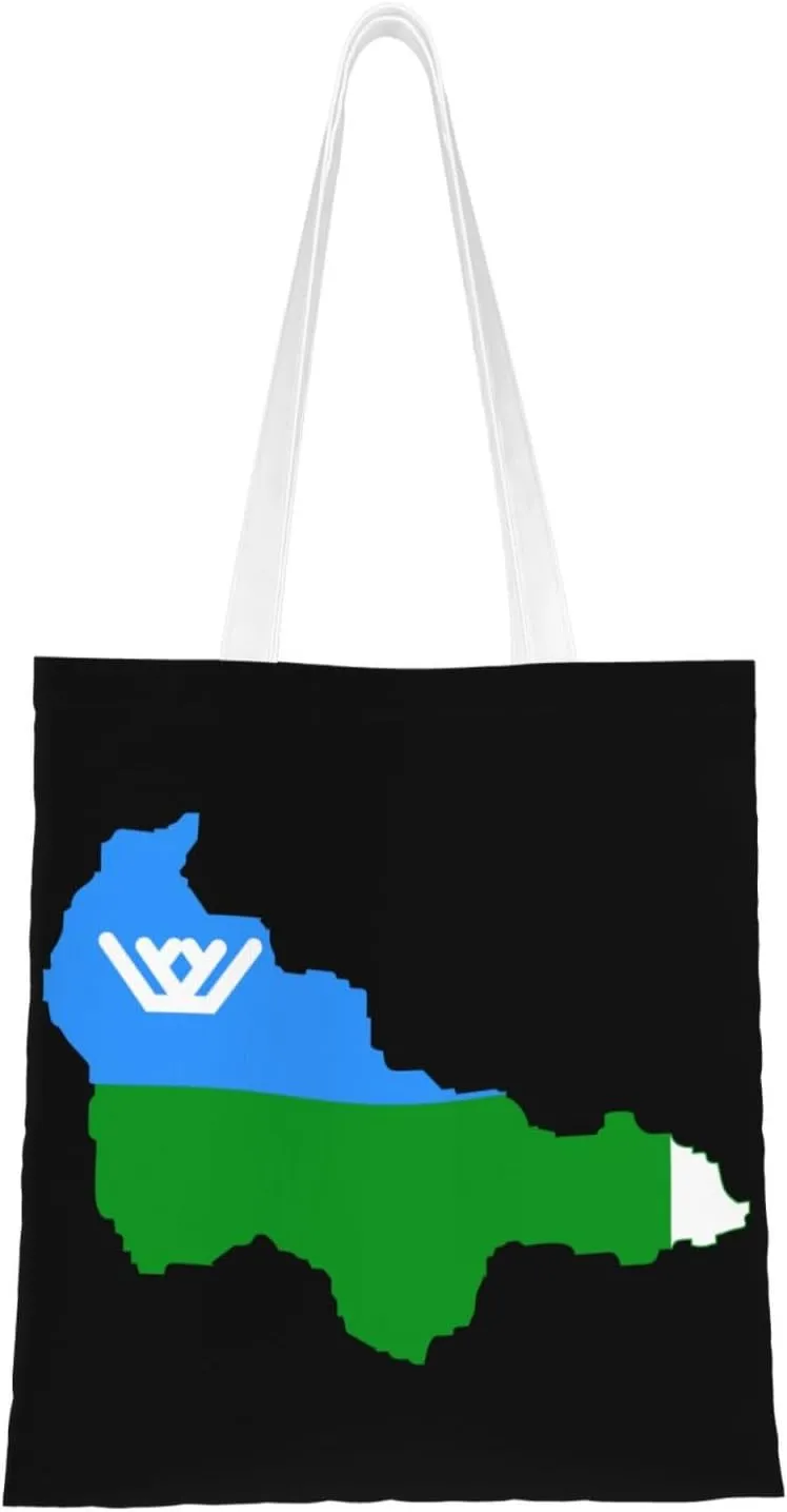 Flag Map of Khanty–mansi Autonomous Okrug Tote Bag for Women Canvas Shopping Bags Reusable Beach Bag Grocery Bags Tote Shoulder Bag Gift Bags