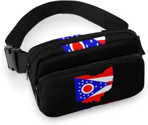 Flag Map of Ohio Crossbody Fanny Pack Waterproof Waist Bag Unisex Belt Bag