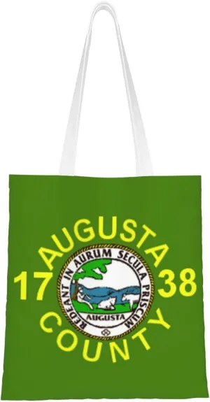 Flag Of Augusta County, Virginia Tote Bag for Women Canvas Shopping Bags Reusable Large Capacity Casual Shoulder Handbags Grocery Bags