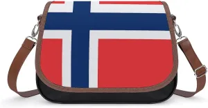 Flag of Norway Classic Crossbody Bags Purses for Women Leather Shoulder Handbags with Adjustable Strap