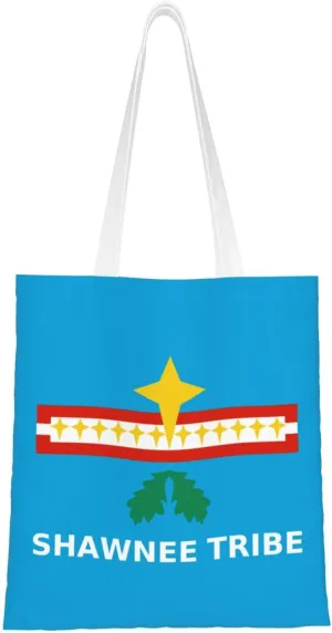 Flag Of The Shawnee Tribe Of Oklahoma Tote Bag for Women Canvas Shopping Bags Reusable Large Capacity Casual Shoulder Handbags Grocery Bags DIY Gift Bags