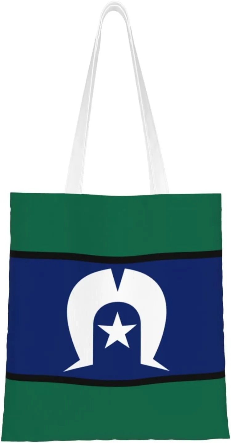 Flag Of The Torres Strait Islanders Tote Bag for Women Canvas Shopping Bags Reusable Large Capacity Casual Shoulder Handbags Grocery Bags DIY Gift Bags