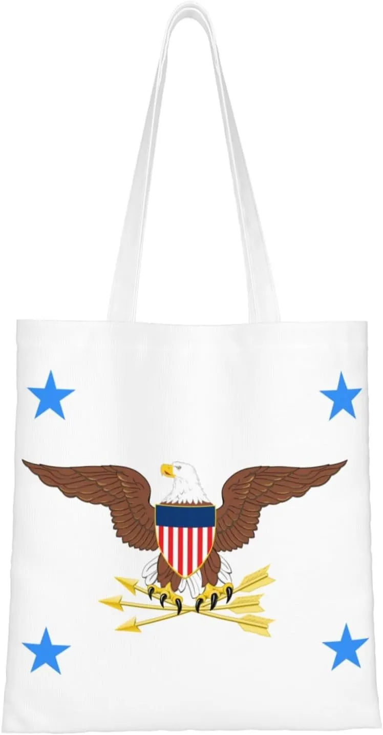 Flag of the United States Deputy Secretary of Defense Tote Bag for Women Canvas Shopping Bags Reusable Large Capacity Casual Shoulder Handbags Grocery Bags DIY Gift Bags