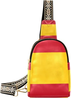 Flag Spain leather crossbody bags sturdy womens crossbody fanny pack for day pack