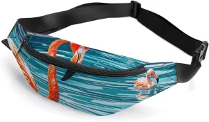Flamingo And Swimming Pools Belt Bag with Adjustable Strap, Lightweight Travel Crossbody Bags, Hands-Free Mini Fanny Packs in Running Gym