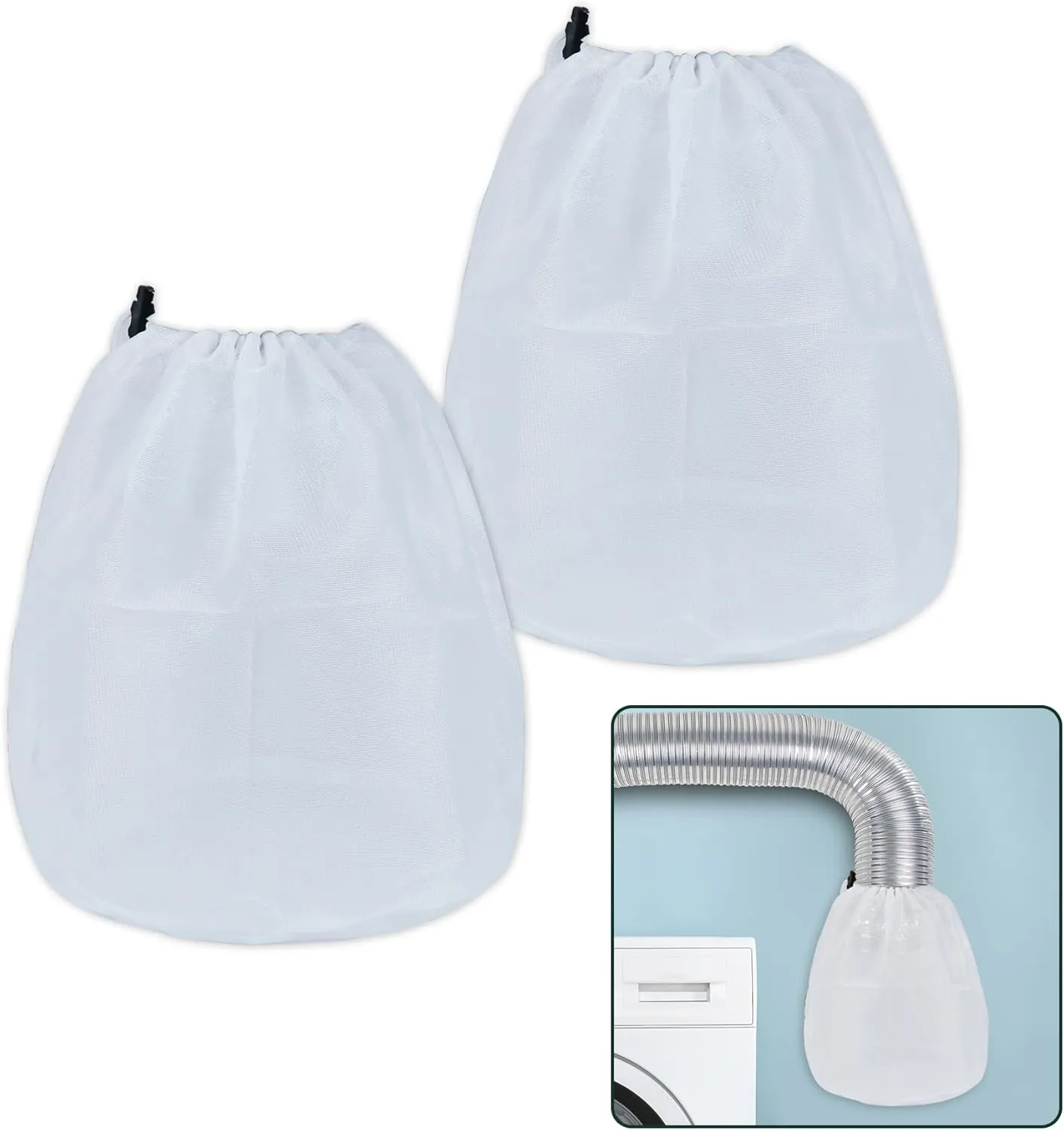Flehomo Dryer Vent Lint Bags, 2 Pack Universal Lint Traps Lint Dust Bag for Outdoor Indoor 4 inch Dryer Vents, Capturing Lint and Dust