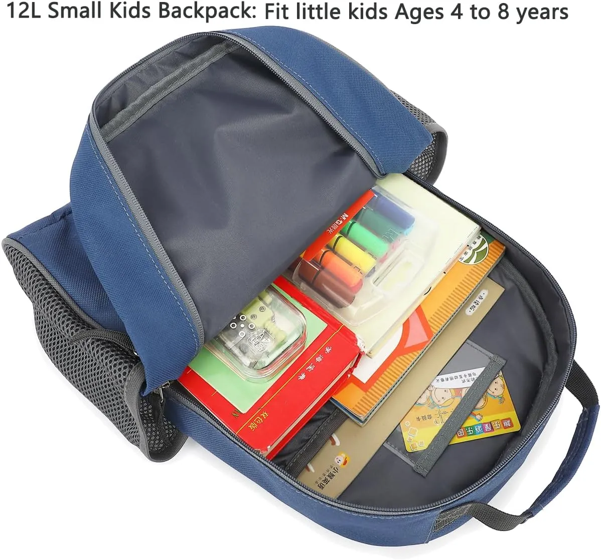 FlowFly Kids Backpack for Toddler Boys Girls, Simple Lightweight Bookbag for Daycare Kindergarten Elementary School Travel, Small Modern Bag (Medium 15''), Cyan