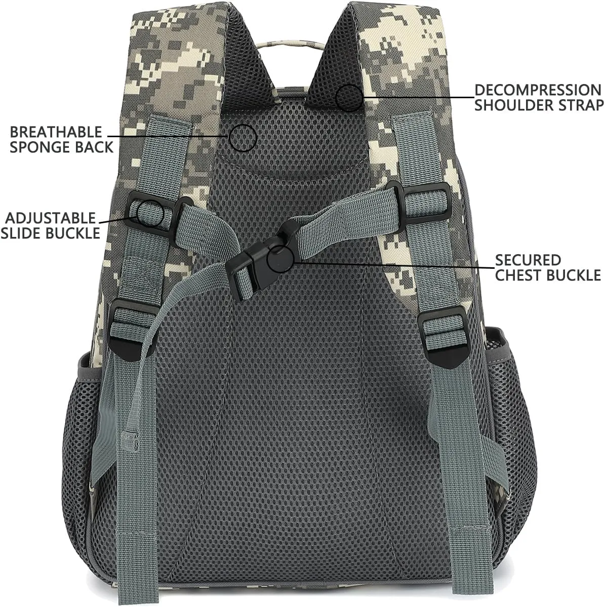 FlowFly Kids Backpack for Toddler Boys Girls, Simple Lightweight Bookbag for Daycare Kindergarten Elementary School Travel, Small Modern Bag (Medium 15''), Digital Camo