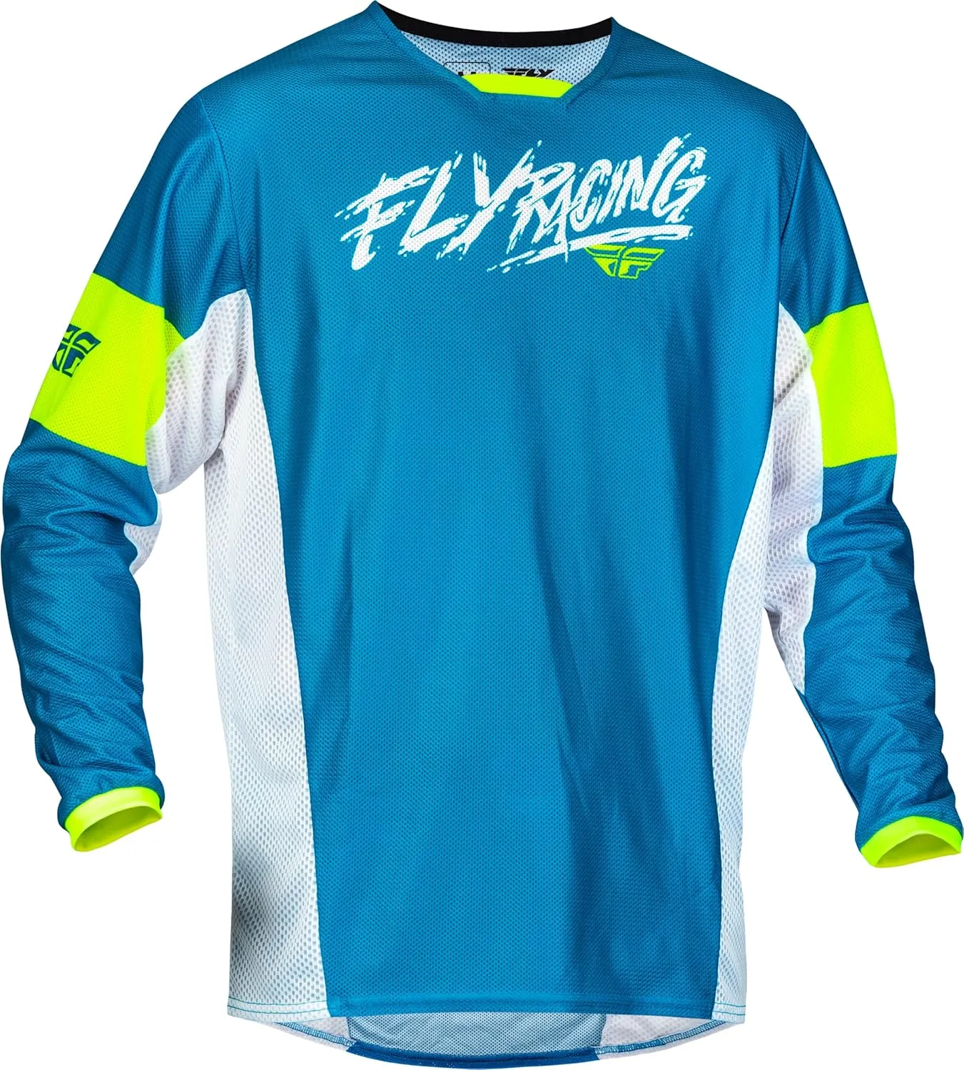 Fly Racing Youth Kinetic Mesh Khaos Jersey Blue/White/Hi-Vis Ym