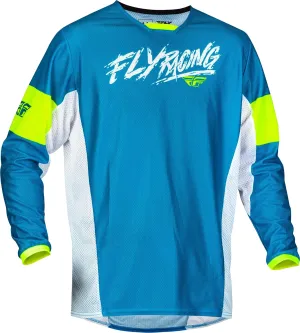 Fly Racing Youth Kinetic Mesh Khaos Jersey Blue/White/Hi-Vis Ym