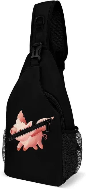 Flying Pigs Crossbody Bag Over Shoulder Sling Backpack Casual Cross Chest Side Pouch 38x20cm