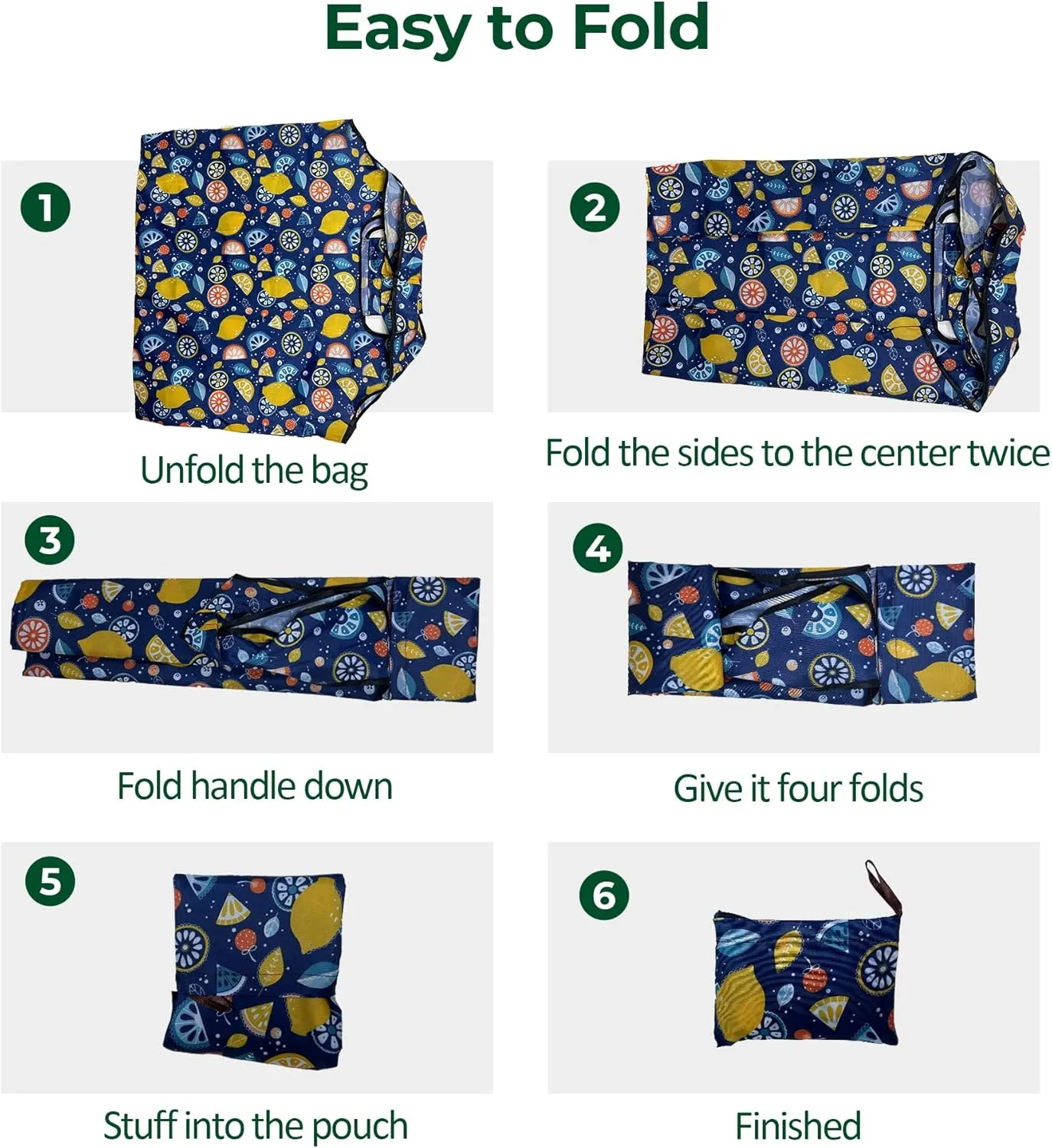 Foldable Reusable Shopping Bags Large Heavy Duty Tote Bags with Handles Machine Washable