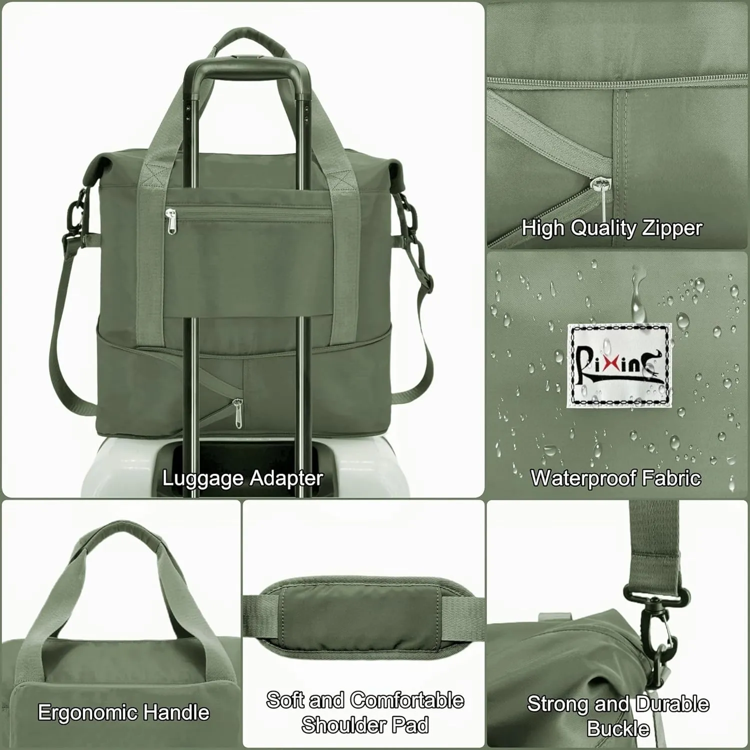 Foldable Travel Duffle Bag, 40L Expandable Weekender Bag for Women, Overnight Carry On Sport Gym Tote with Bottle Holder