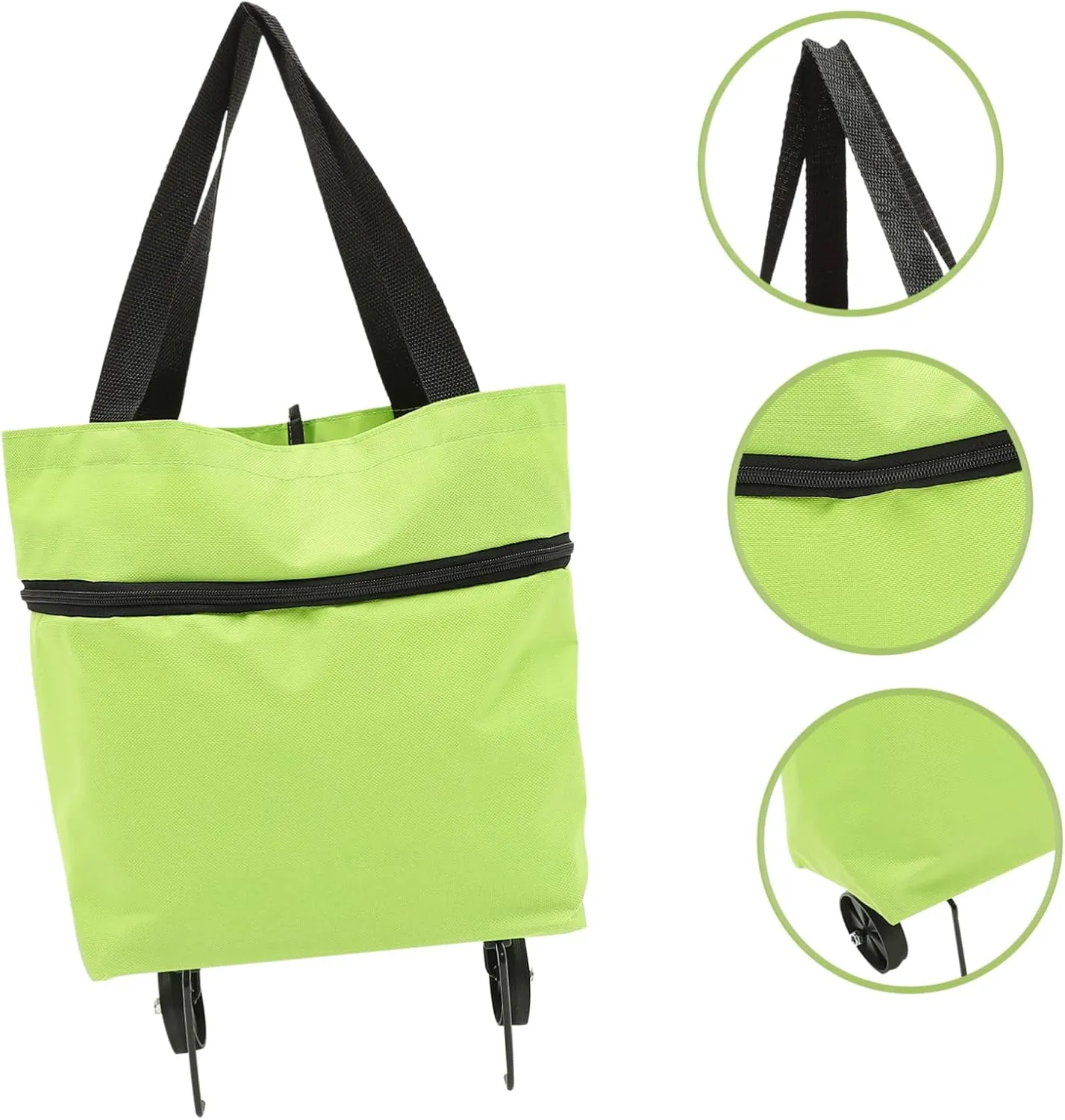 Foldable Trolley Laundry Bag Large Shopping Pouch Collapsible Wheels Reusable for Daily Needs Versatile