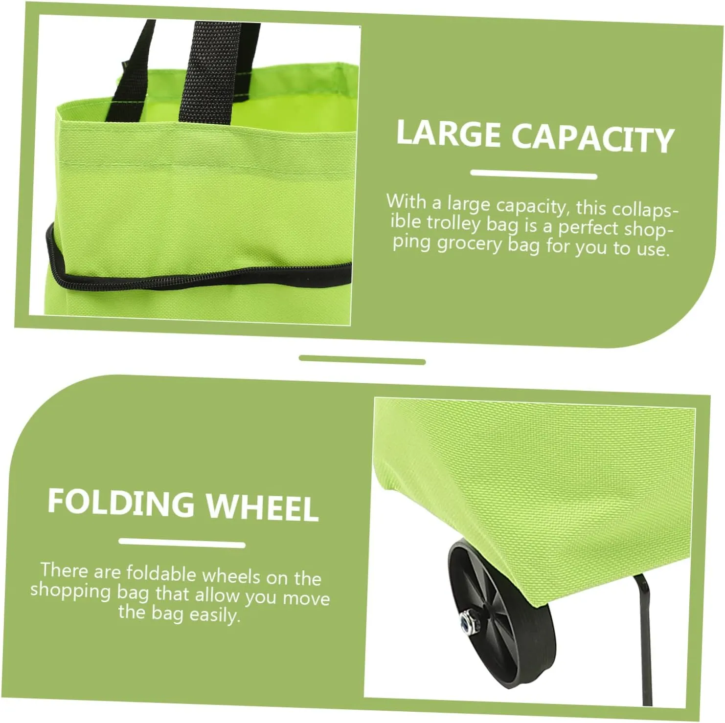 Foldable Trolley Laundry Bag Large Shopping Pouch Collapsible Wheels Reusable for Daily Needs Versatile